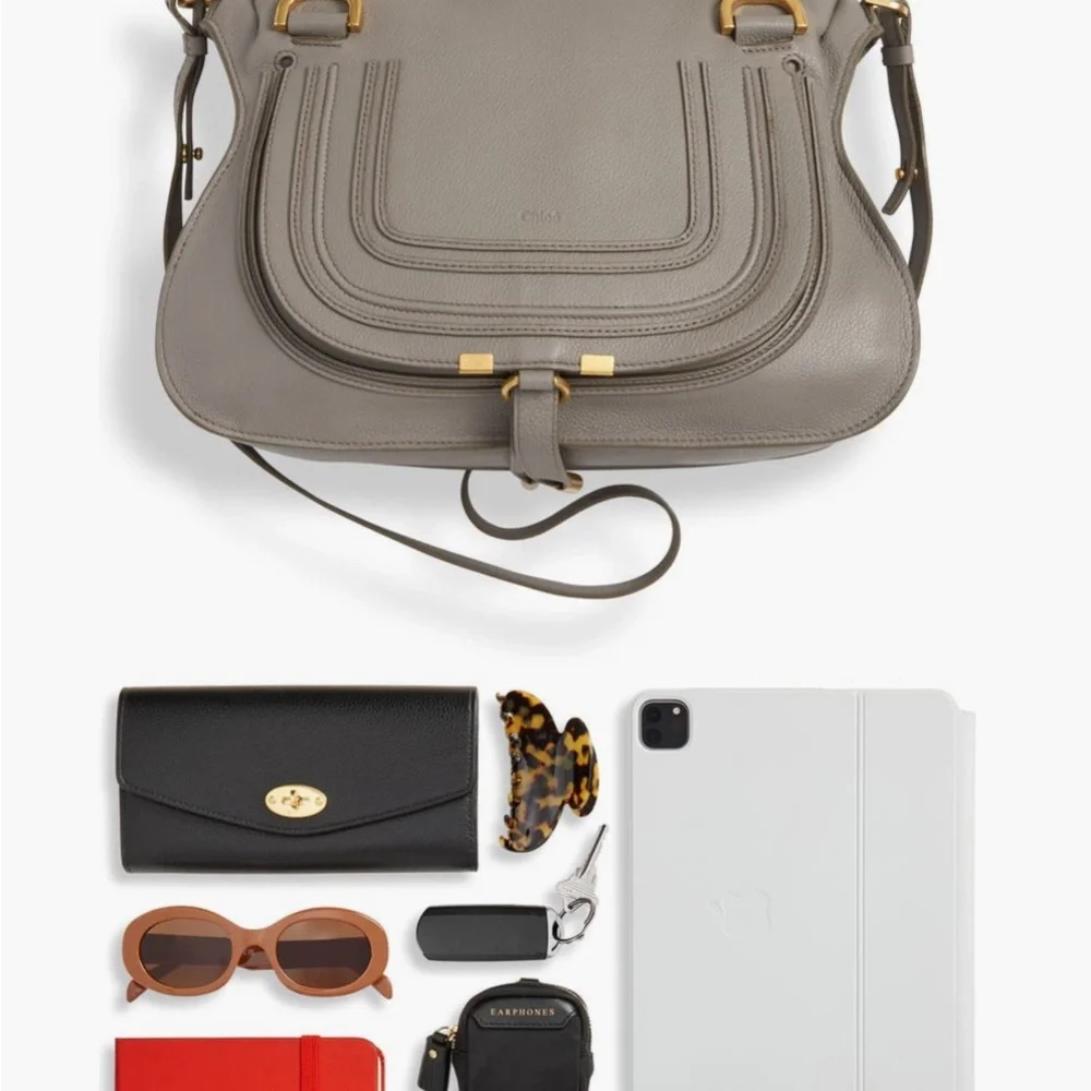 NWOT Designer Chloe Macie Medium Cashmere Gray Leather Handbag - Picture 4 of 16